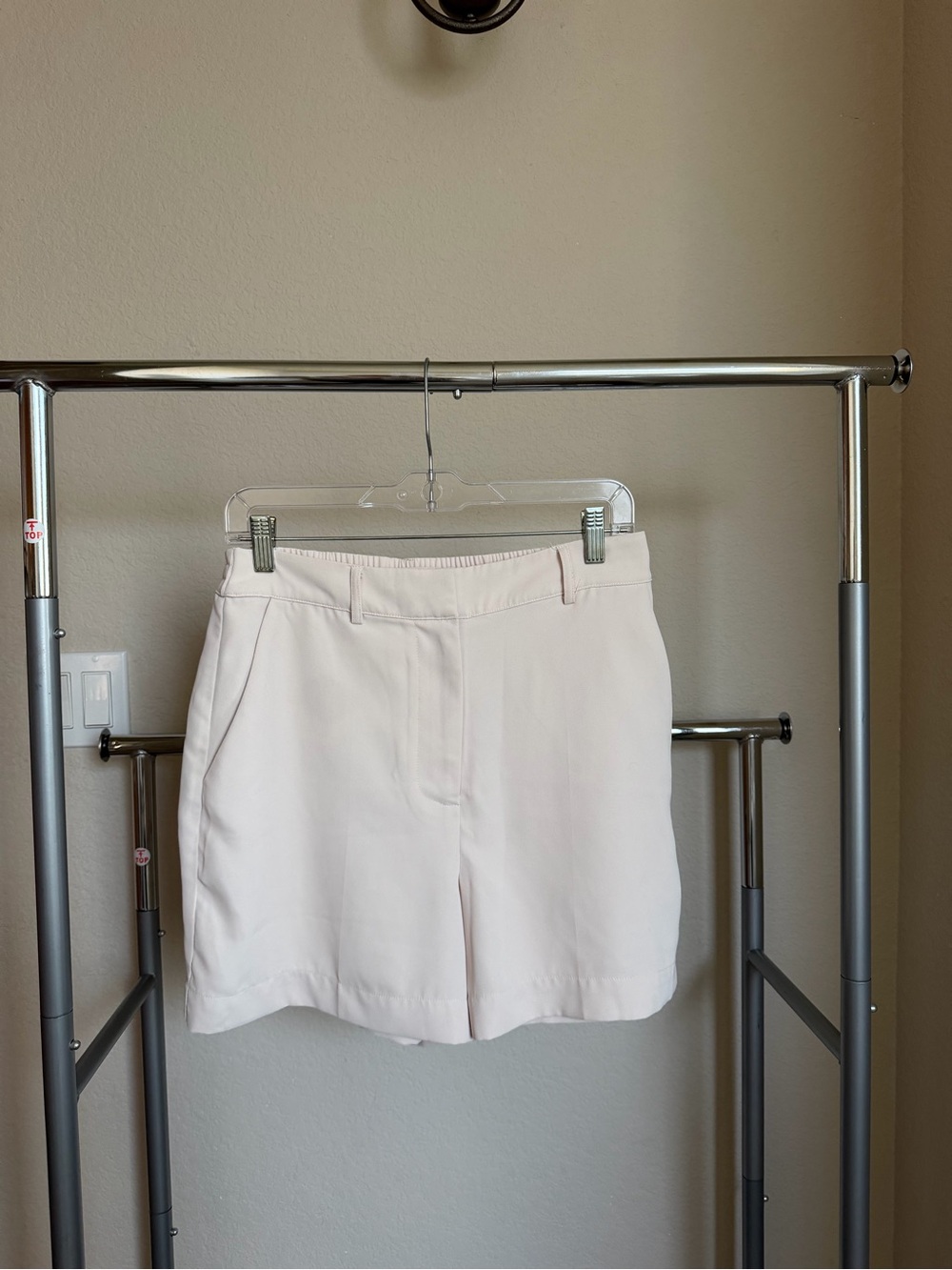 High-Waist Cream Tailored Shorts